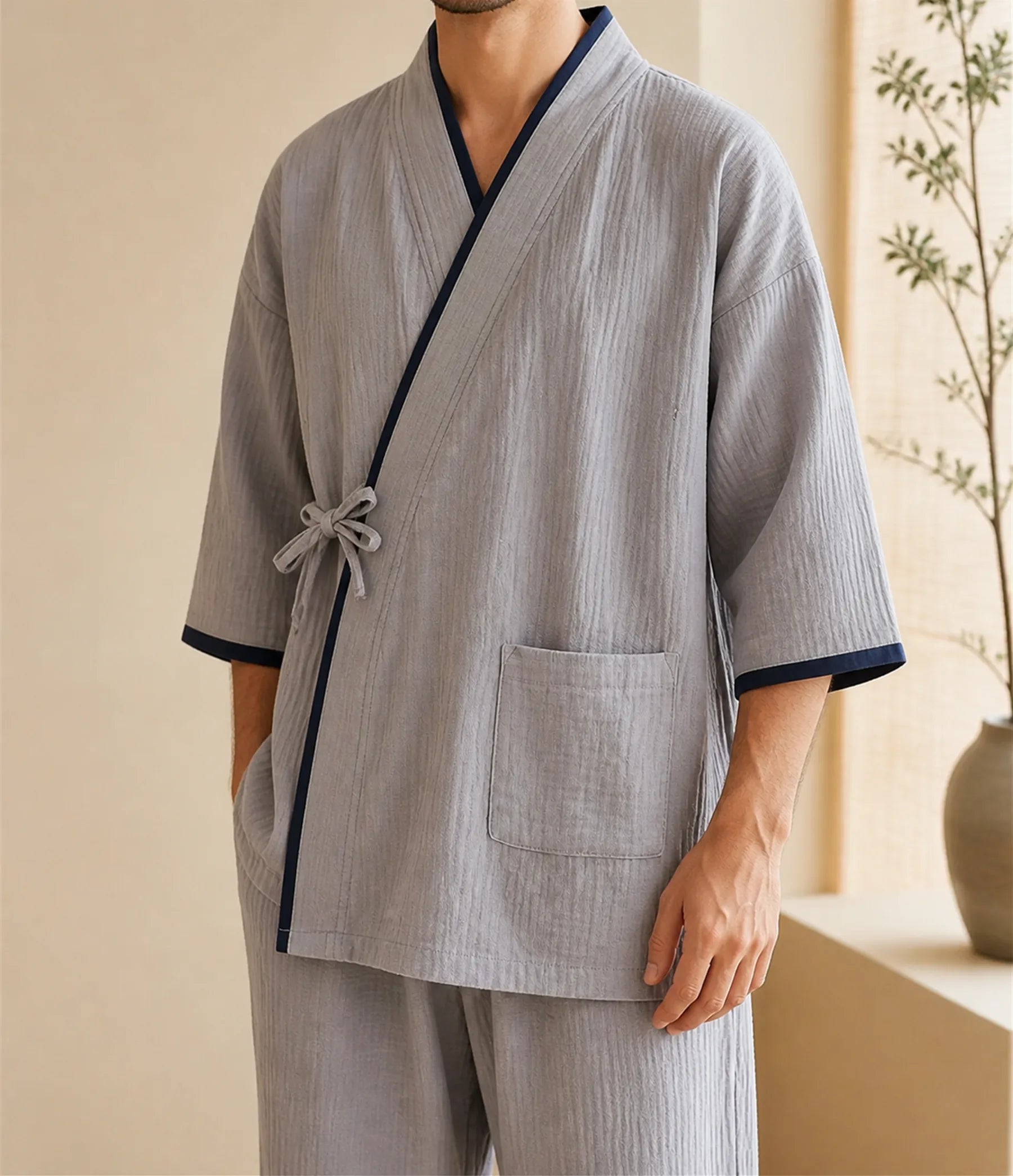 Seapoom Samue Japanese Cotton Kimono Pajamas Set