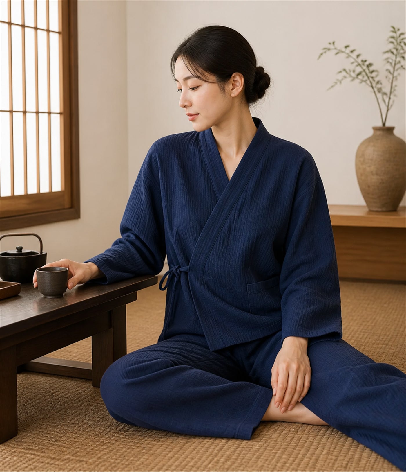 Seapoom Japanese Cotton Kimono Pajamas Set