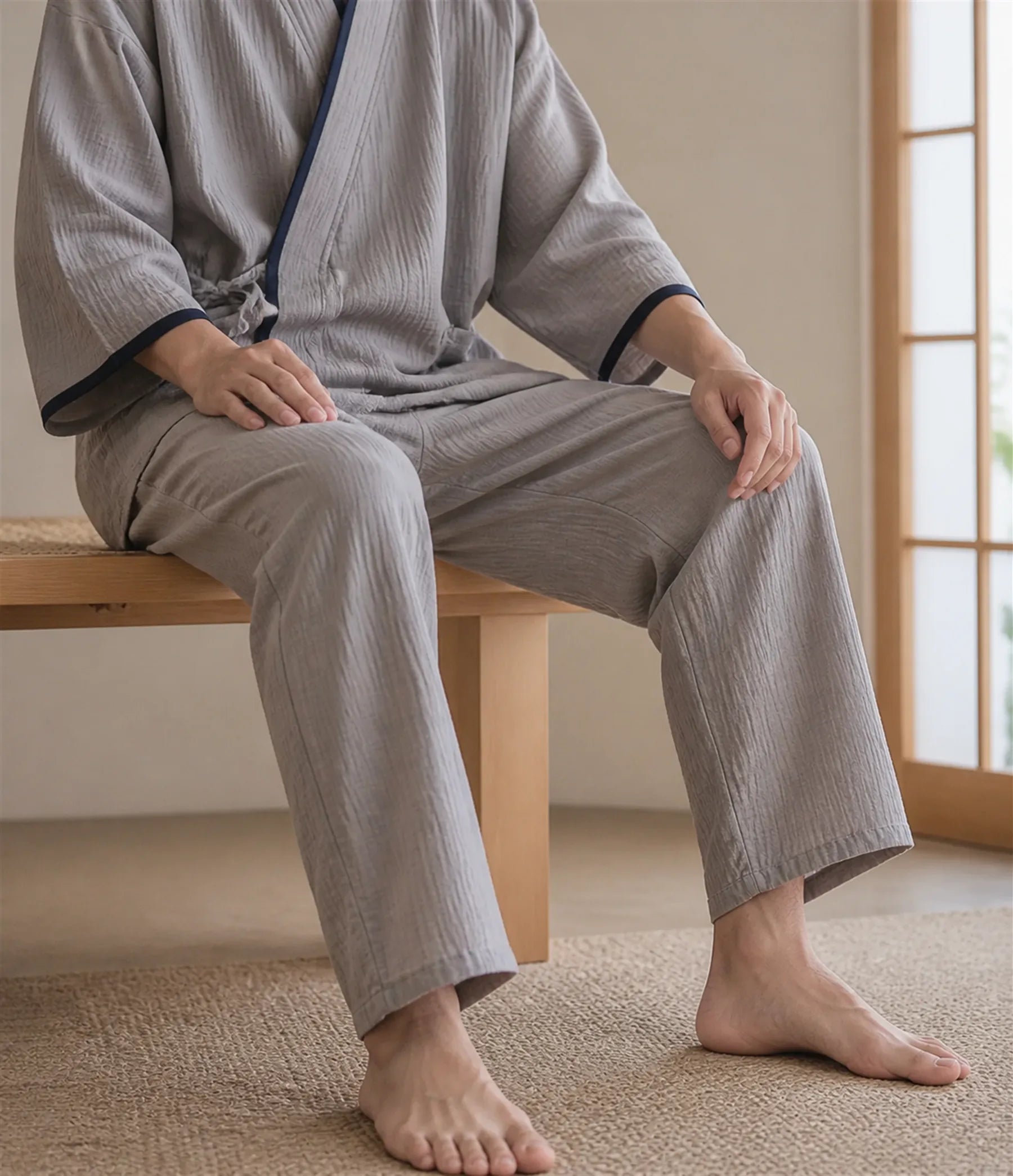 Seapoom Samue Japanese Cotton Kimono Pajamas Set
