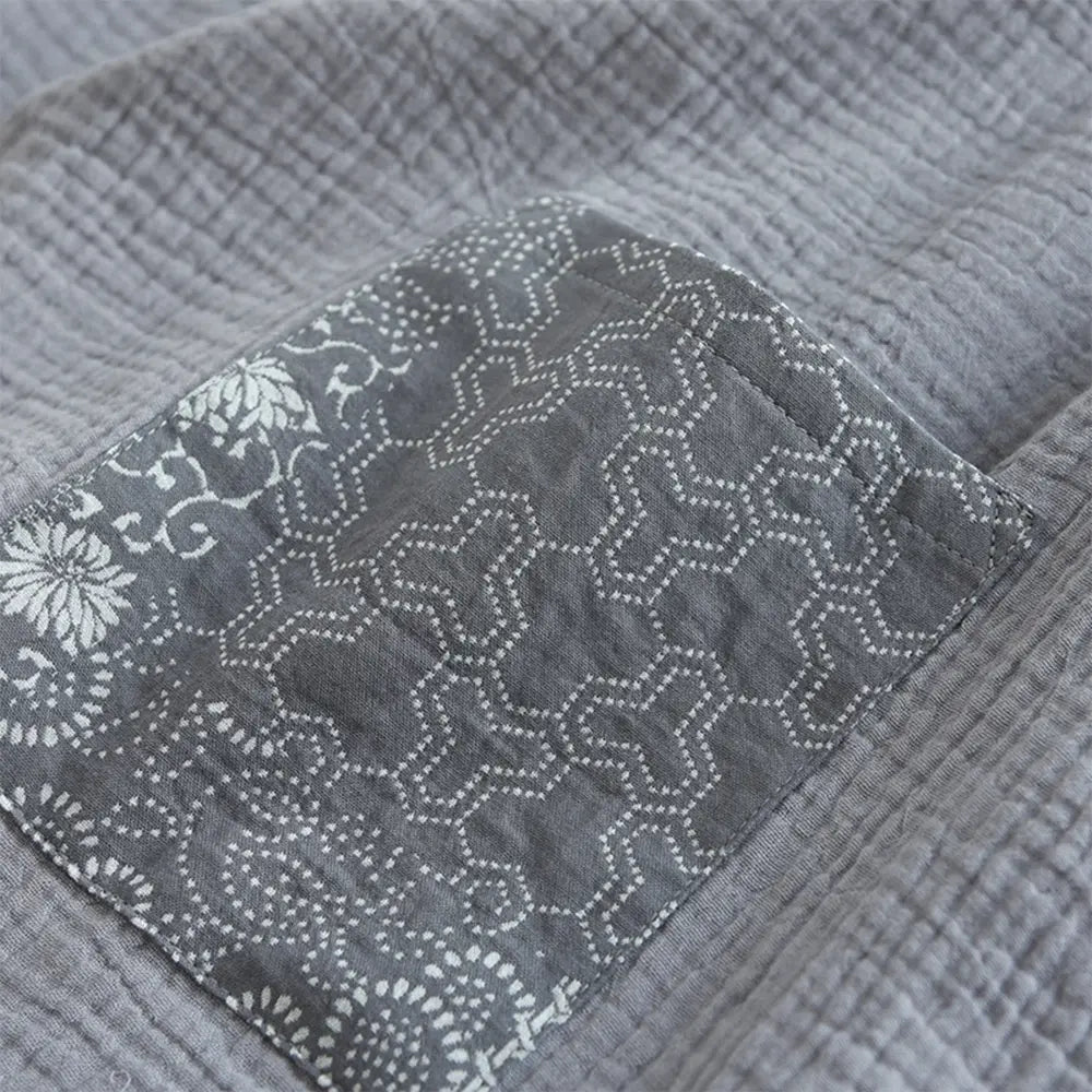 Japanese Cotton Samue Lounge Set - Kimono-Style Wrap Top & Relaxed Pants