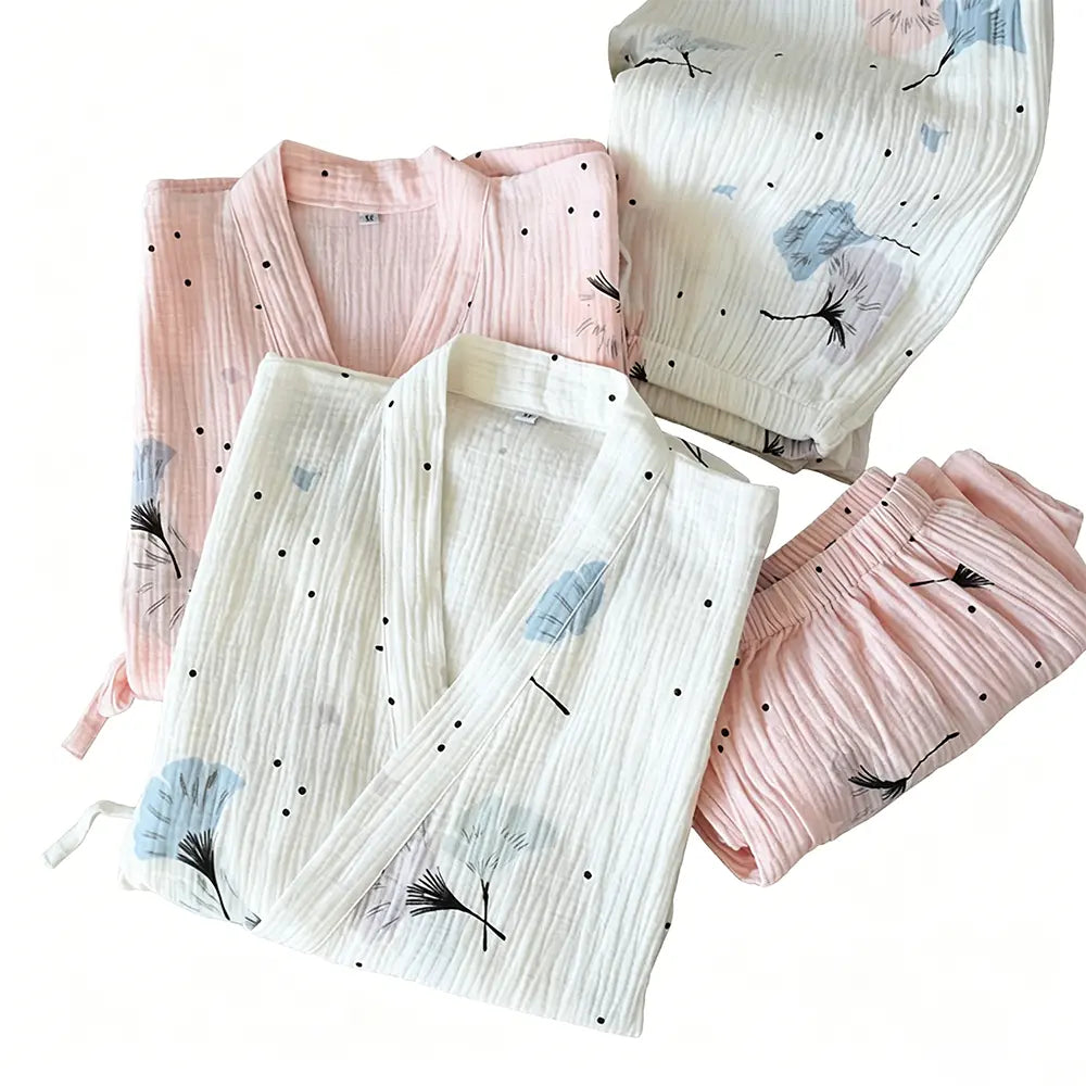 Seapoom Japanese Cotton Samue Lounge Set - Soft Kimono