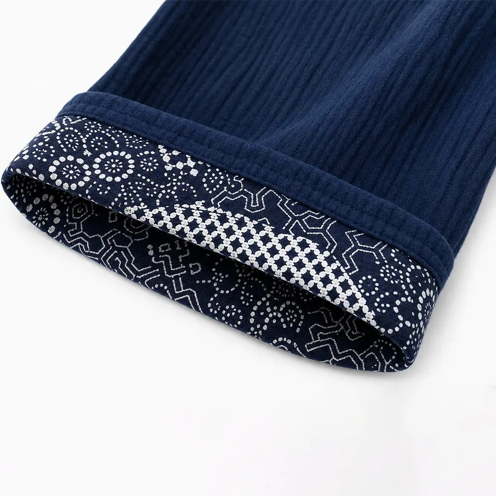 Japanese Cotton Samue Lounge Set - Kimono-Style Wrap Top & Relaxed Pants