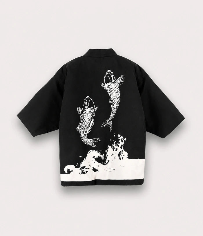 Seapoom Japanese Koi Hanten Padded Cotton Kimono Jacket