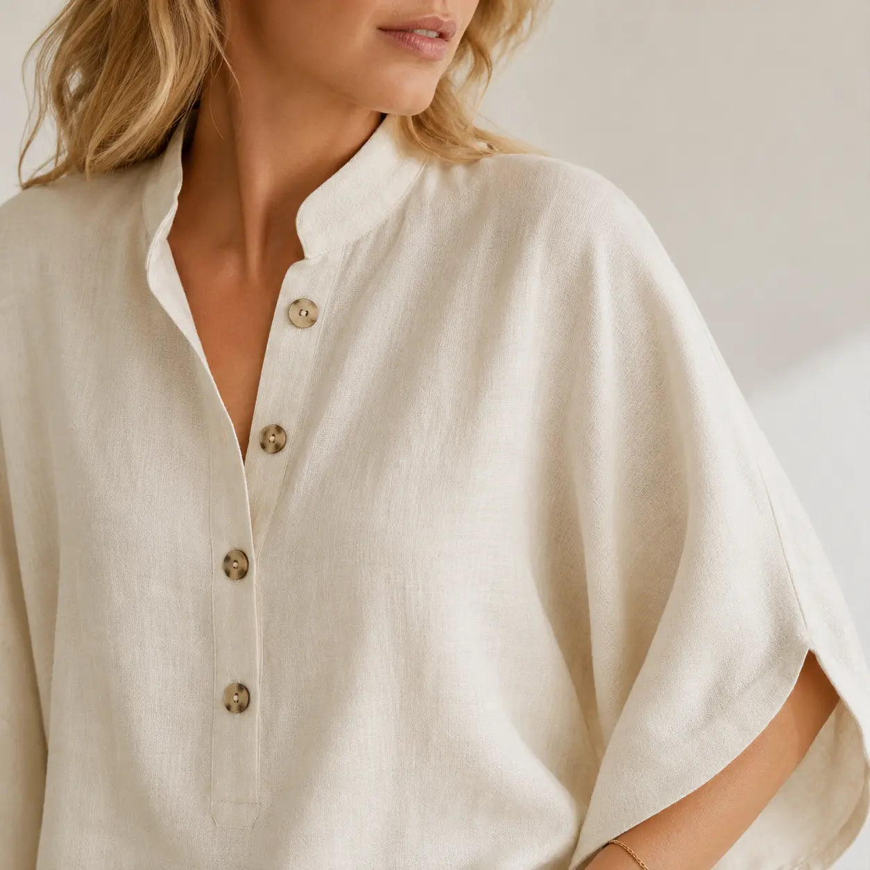 Seapoom Women’s Cotton Linen Two Piece Set - Relaxed Short Sleeve Top & Wide Leg Pants
