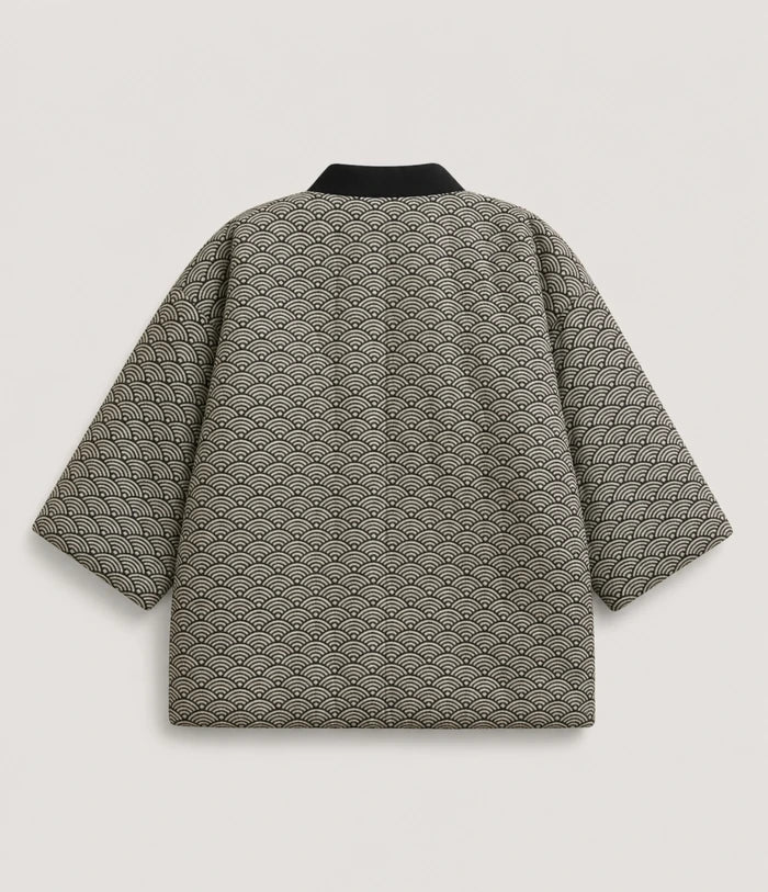 Seapoom Seigaiha Wave Padded Cotton Kimono Jacket