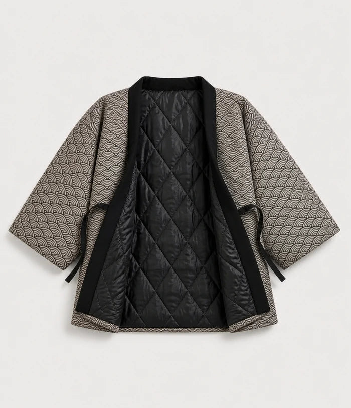Seapoom Seigaiha Wave Padded Cotton Kimono Jacket