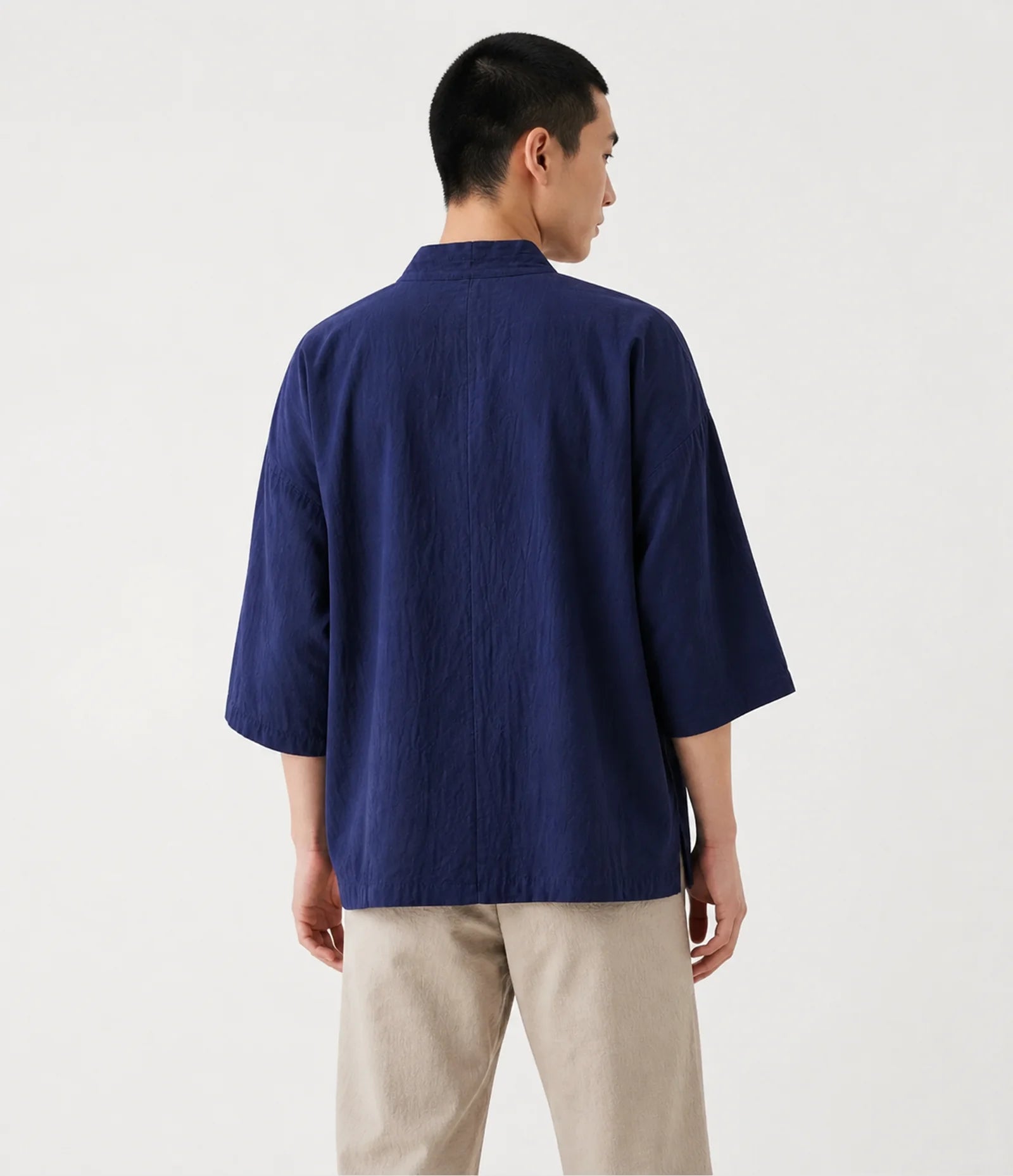 100% Cotton Japanese Haori Kimono Jacket - Lightweight Navy Kimono Cardigan