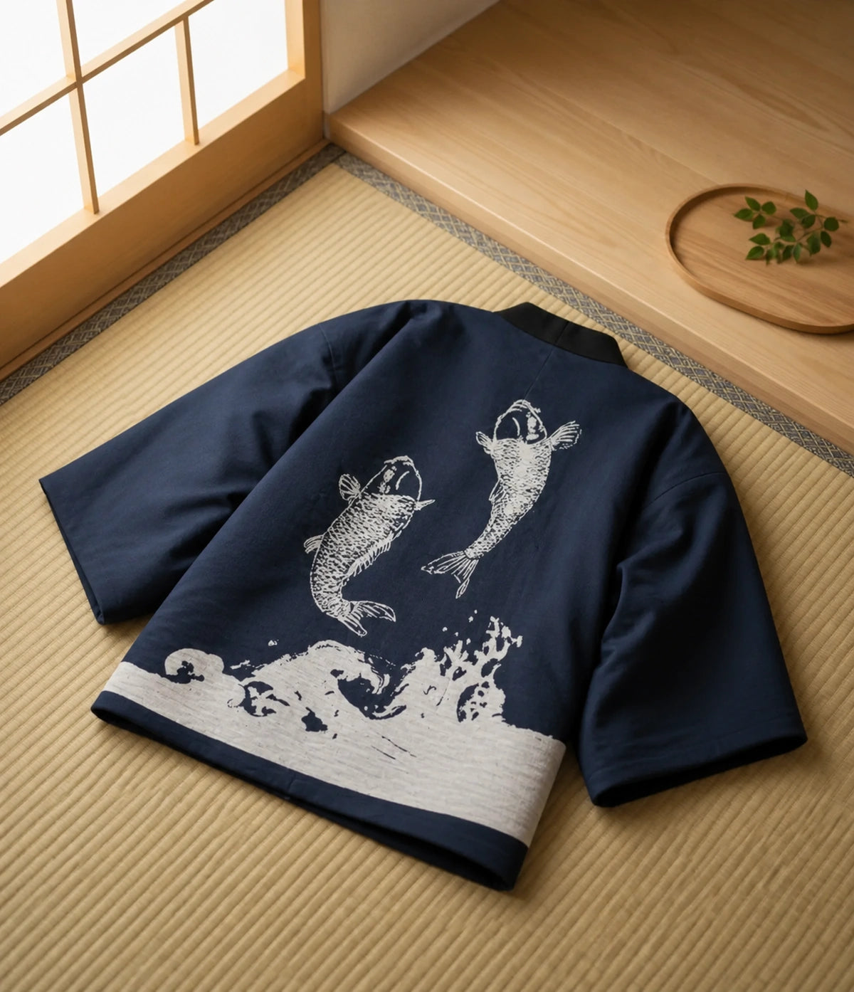 Seapoom Japanese Koi Hanten Padded Cotton Kimono Jacket