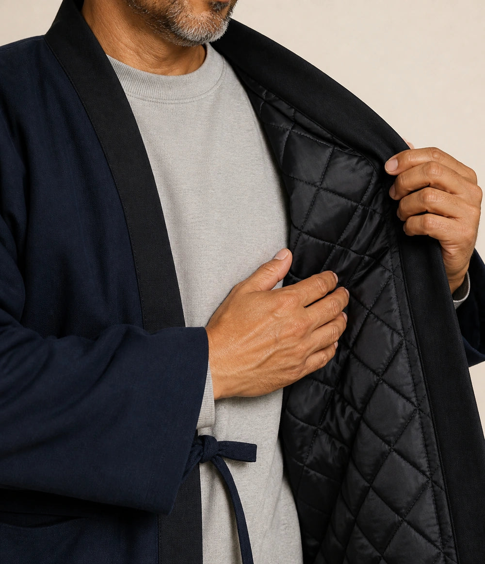 Seapoom Japanese Koi Hanten Padded Cotton Kimono Jacket