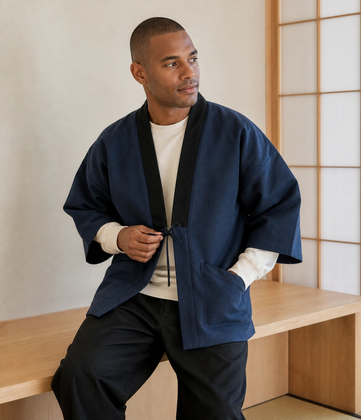 Seapoom Japanese Koi Hanten Padded Cotton Kimono Jacket