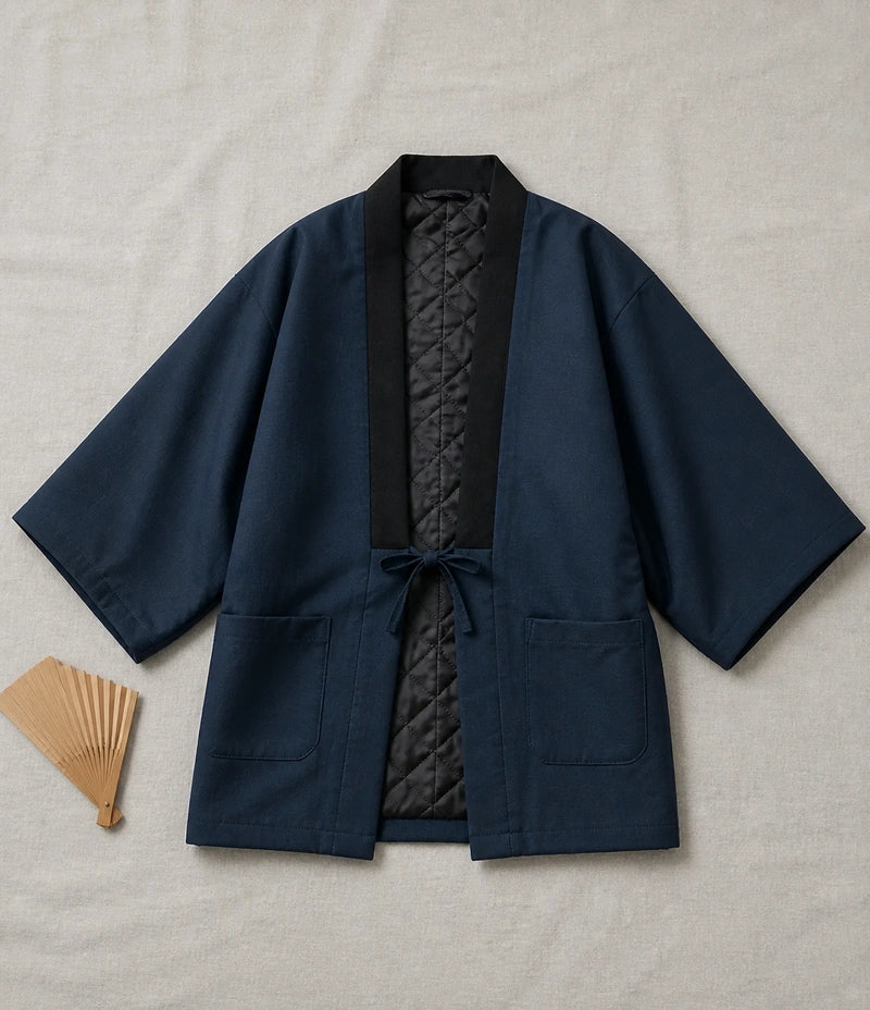 Seapoom Japanese Koi Hanten Padded Cotton Kimono Jacket