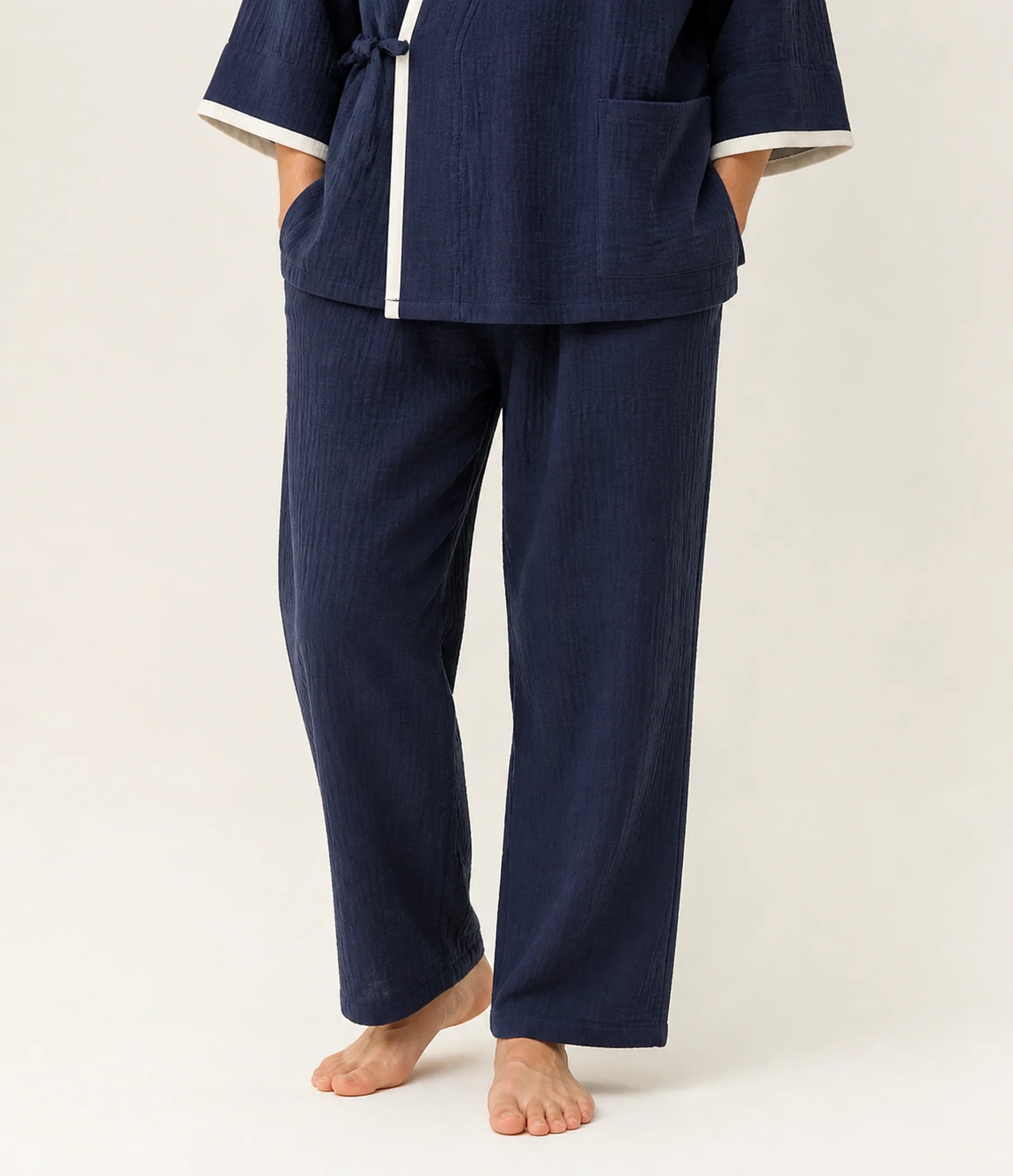 Seapoom Men’s Japanese Kimono Pajama Set 100% Cotton Loungewear