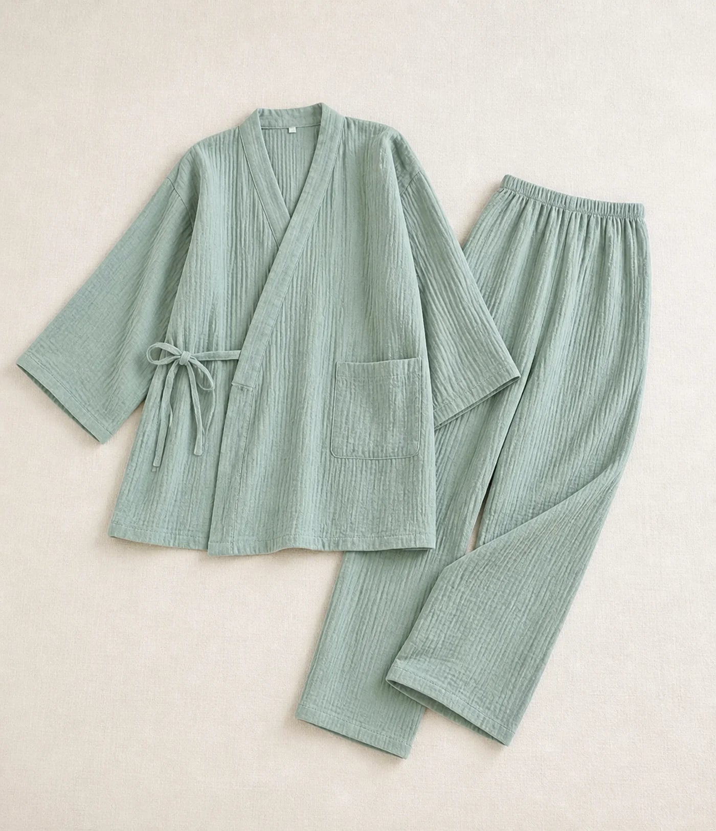 Seapoom Women's Japanese Cotton Kimono Pajamas Set